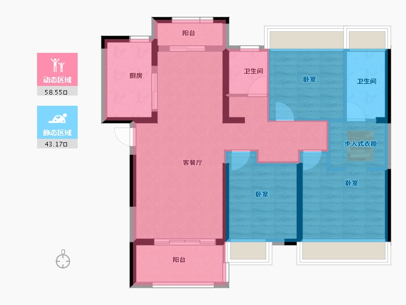 湖北省-黄冈市-新八·世纪华城-90.75-户型库-动静分区