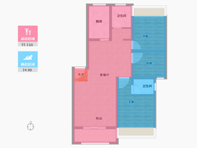 安徽省-宿州市-华纳橡树湾-80.00-户型库-动静分区