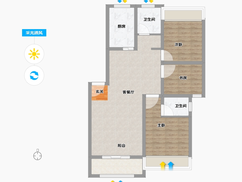 安徽省-宿州市-华纳橡树湾-80.00-户型库-采光通风