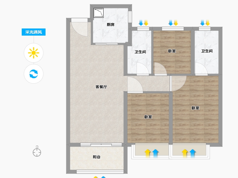 湖北省-武汉市-金科城-79.64-户型库-采光通风