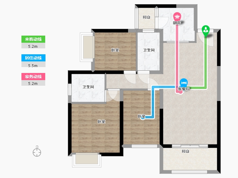 湖南省-湘潭市-金侨.印象湘江-96.00-户型库-动静线