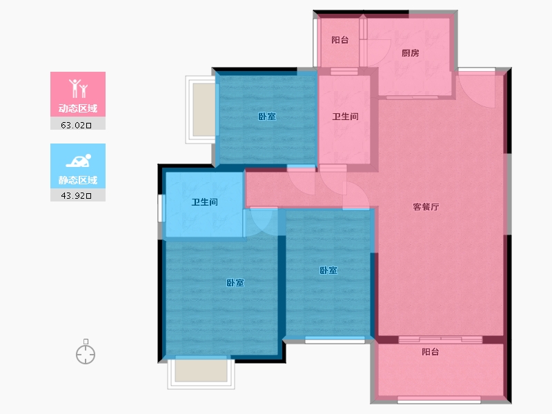 湖南省-湘潭市-金侨.印象湘江-96.00-户型库-动静分区