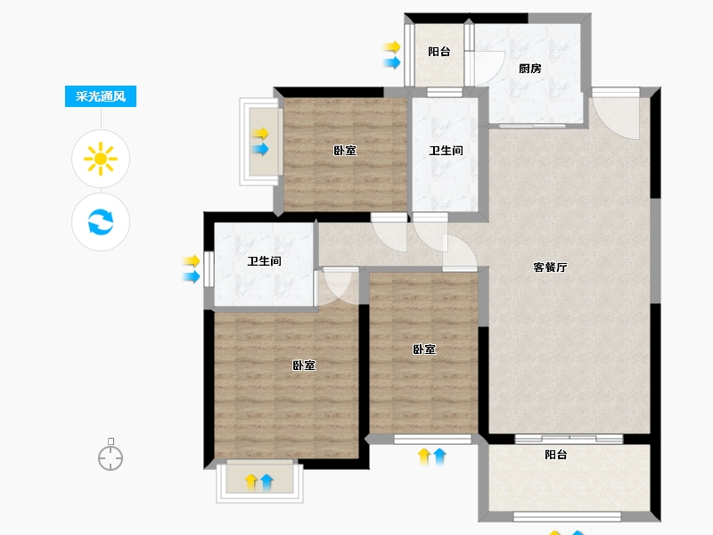 湖南省-湘潭市-金侨.印象湘江-96.00-户型库-采光通风