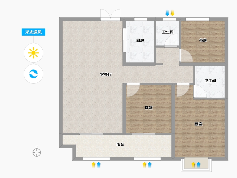 山东省-潍坊市-恒信•天悦-114.38-户型库-采光通风