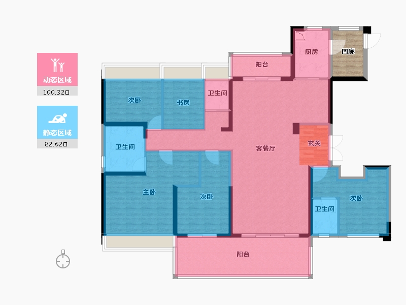 安徽省-宿州市-碧桂园中央公园-171.36-户型库-动静分区