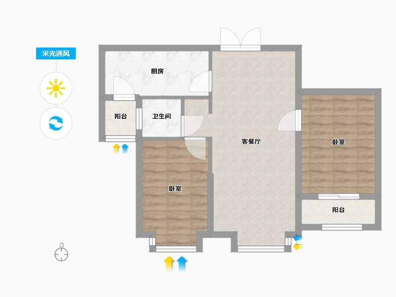 山东省-烟台市-建城颐苑-67.00-户型库-采光通风