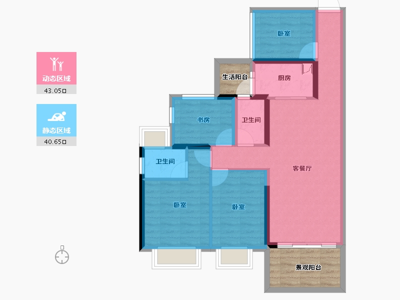 广东省-湛江市-建实帝景银湾-82.76-户型库-动静分区