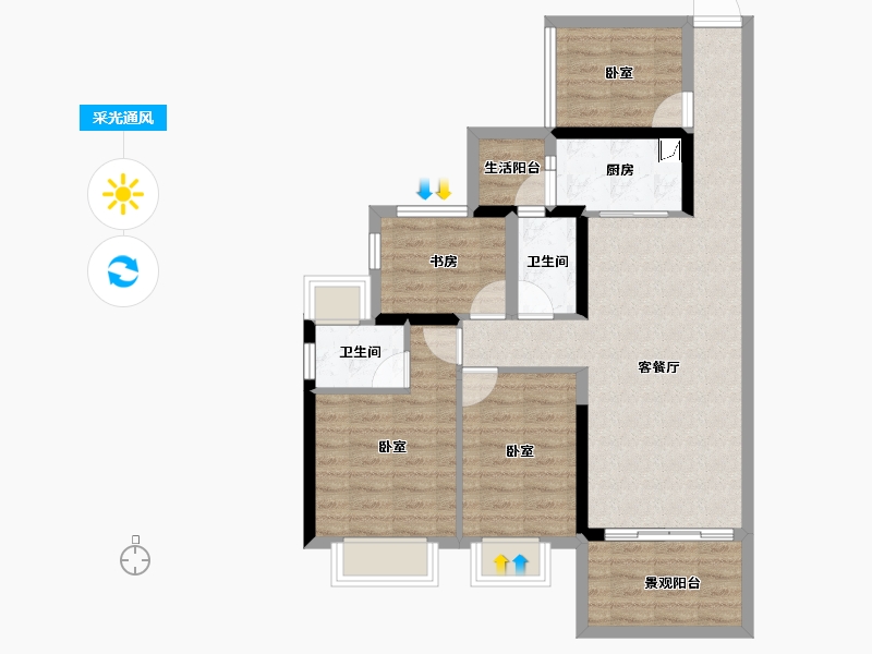 广东省-湛江市-建实帝景银湾-82.76-户型库-采光通风