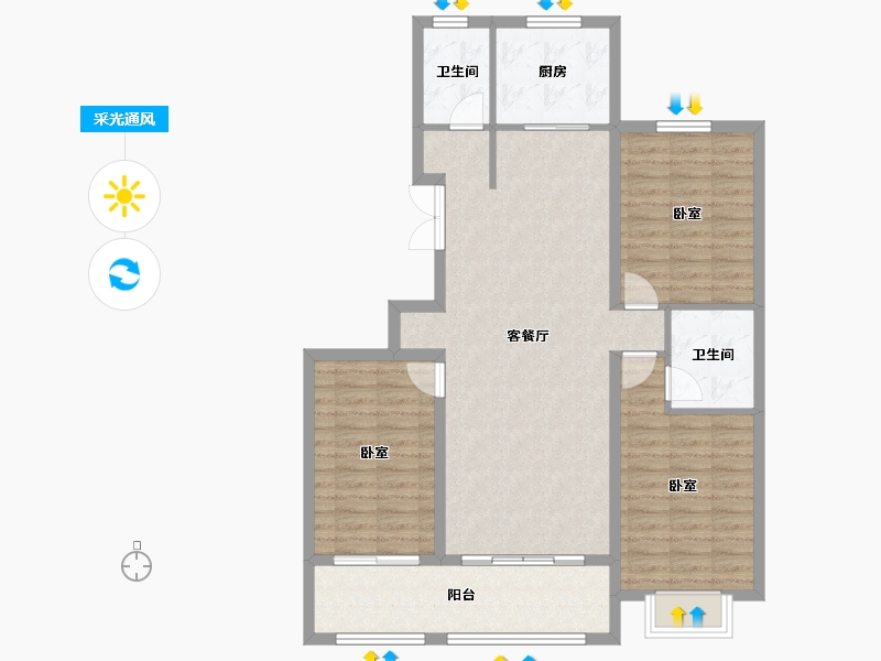 山东省-潍坊市-恒信新悦-103.34-户型库-采光通风