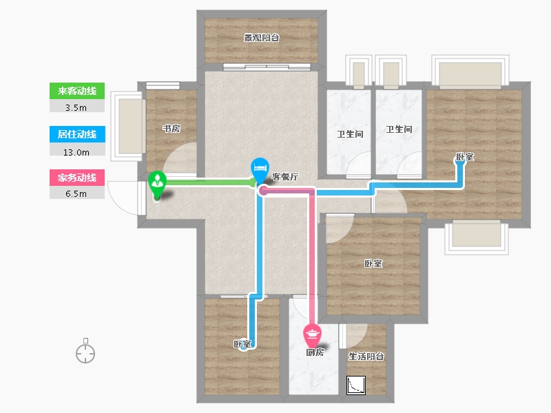 广东省-湛江市-建实帝景银湾-85.05-户型库-动静线