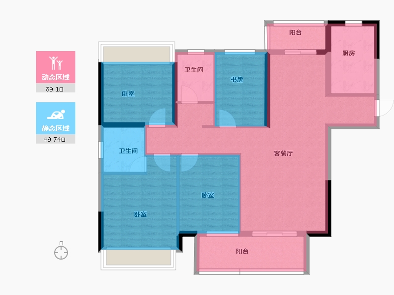 湖北省-孝感市-汉川帝景领秀城-106.27-户型库-动静分区