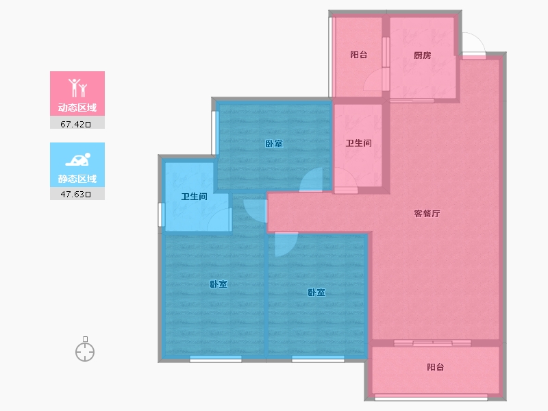 湖北省-咸宁市-通城青华嘉园-104.05-户型库-动静分区