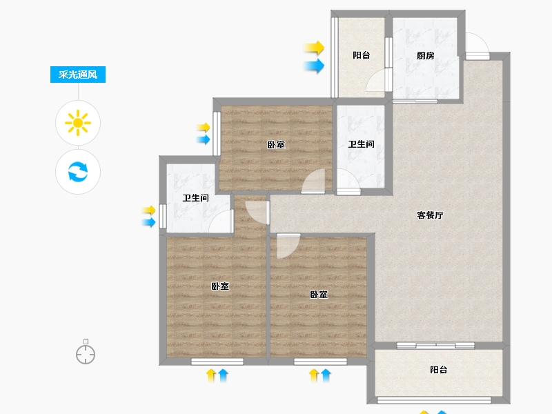 湖北省-咸宁市-通城青华嘉园-104.05-户型库-采光通风