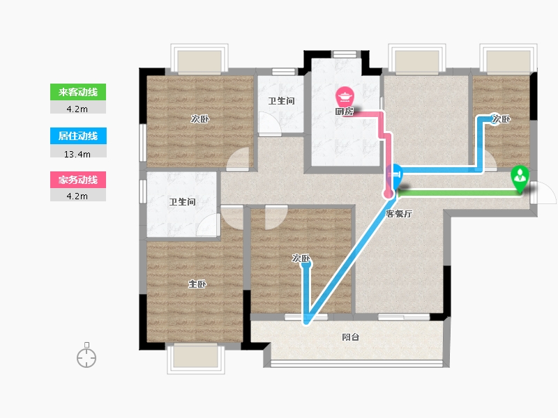 湖北省-黄冈市-南德上林公馆-107.56-户型库-动静线