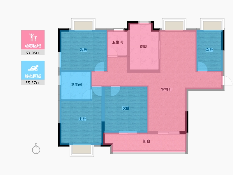 湖北省-黄冈市-南德上林公馆-107.56-户型库-动静分区