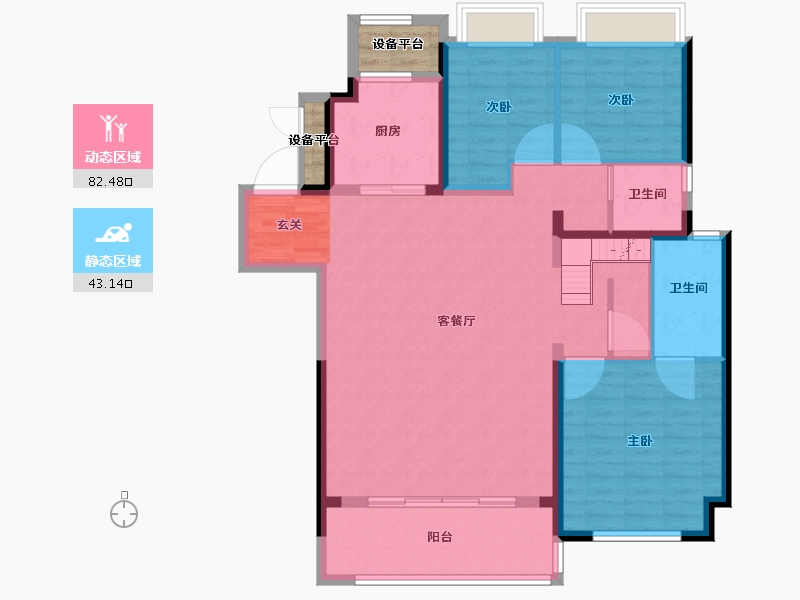 江苏省-常州市-牡丹和府住宅-118.00-户型库-动静分区