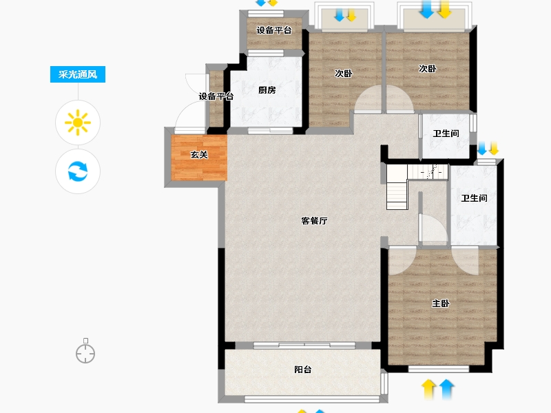 江苏省-常州市-牡丹和府住宅-118.00-户型库-采光通风