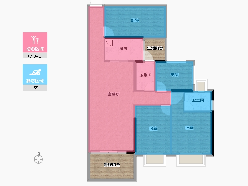 广东省-湛江市-建实帝景银湾-96.93-户型库-动静分区