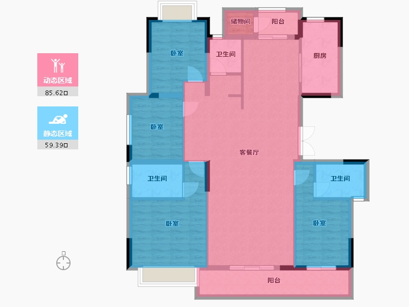 湖北省-武汉市-城投四新之光-131.40-户型库-动静分区