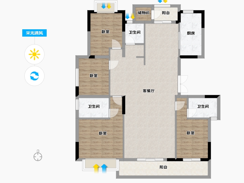 湖北省-武汉市-城投四新之光-131.40-户型库-采光通风