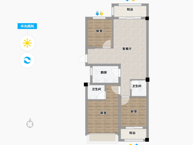 浙江省-绍兴市-店口丽景春天-83.00-户型库-采光通风