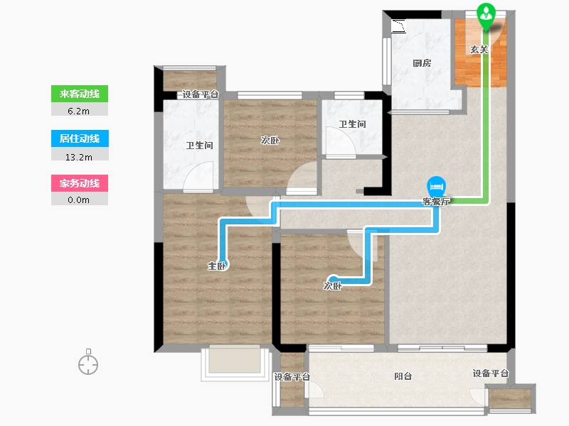 江苏省-常州市-牡丹和府住宅-89.81-户型库-动静线