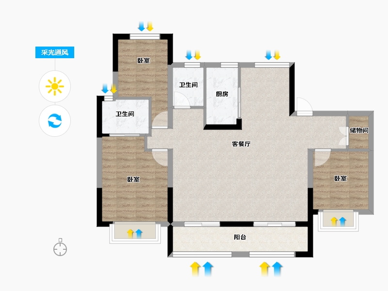 湖北省-黄冈市-黄州澳海府-96.26-户型库-采光通风