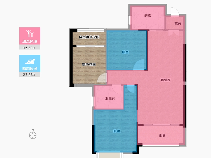 湖南省-邵阳市-东方威尼斯-74.52-户型库-动静分区