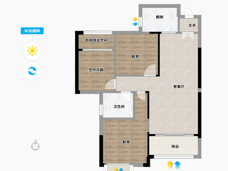 湖南省-邵阳市-东方威尼斯-74.52-户型库-采光通风