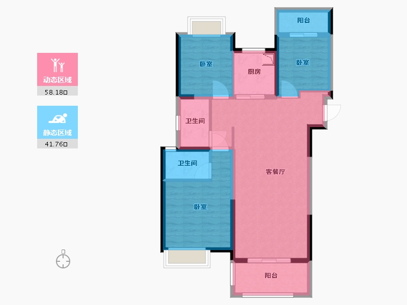 湖北省-武汉市-保利城六期爱尚里-89.10-户型库-动静分区