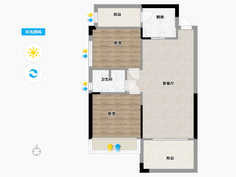 湖南省-衡阳市-阳光金城-62.00-户型库-采光通风