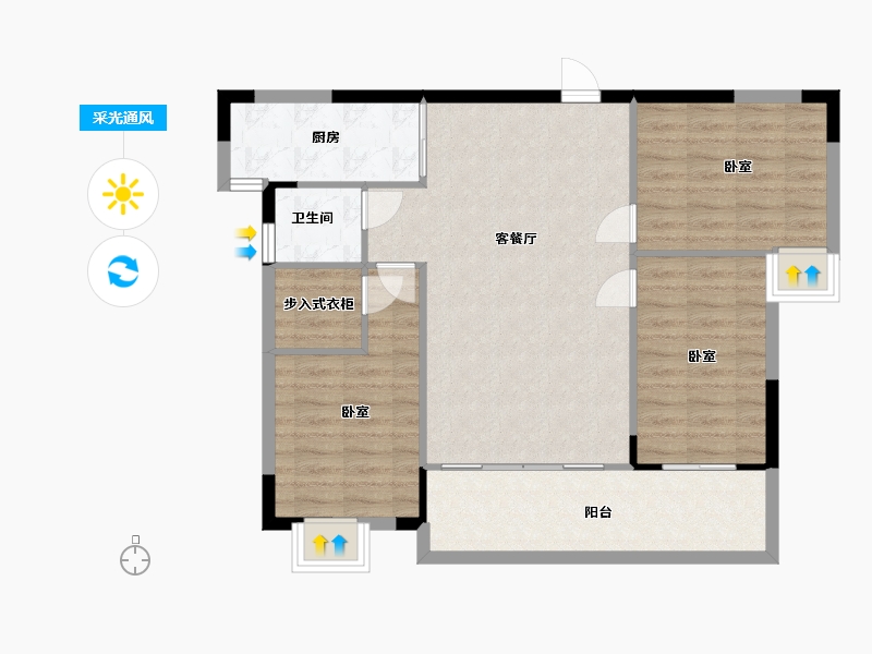 湖南省-衡阳市-幸福府邸-87.50-户型库-采光通风