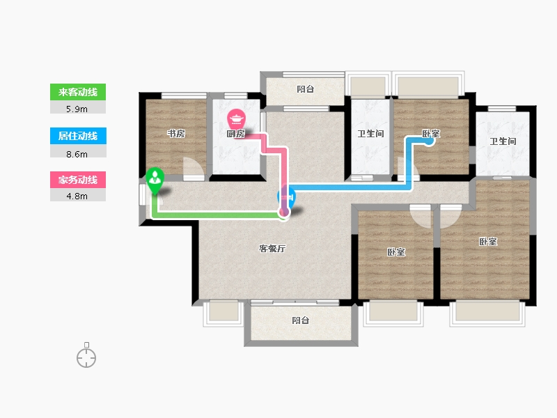 湖南省-常德市-龙湖·双珑原著-114.00-户型库-动静线