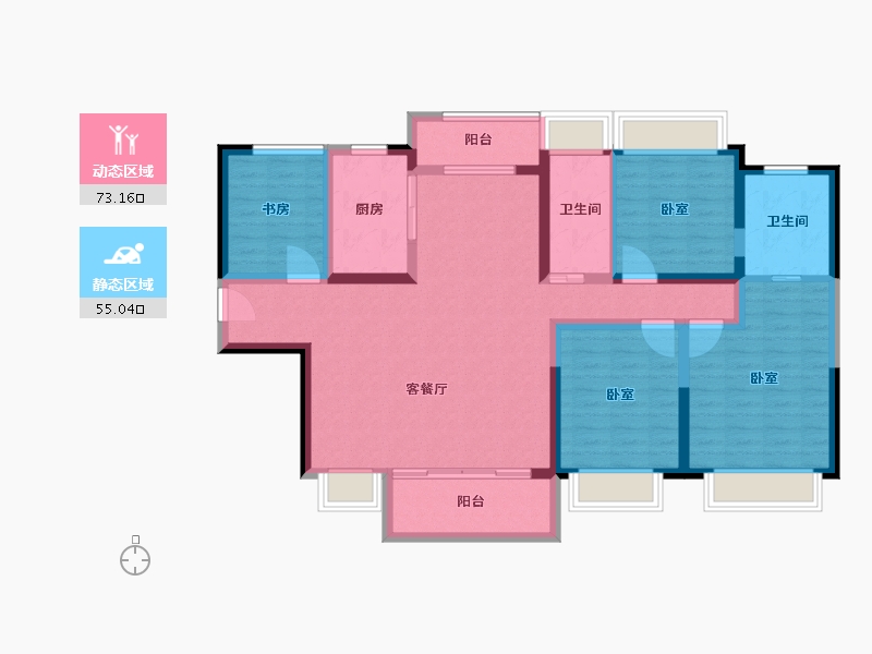 湖南省-常德市-龙湖·双珑原著-114.00-户型库-动静分区