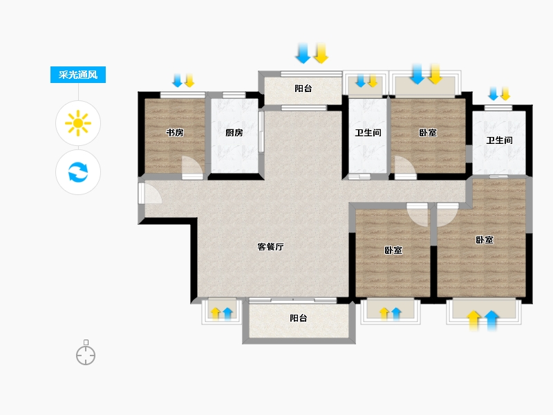 湖南省-常德市-龙湖·双珑原著-114.00-户型库-采光通风