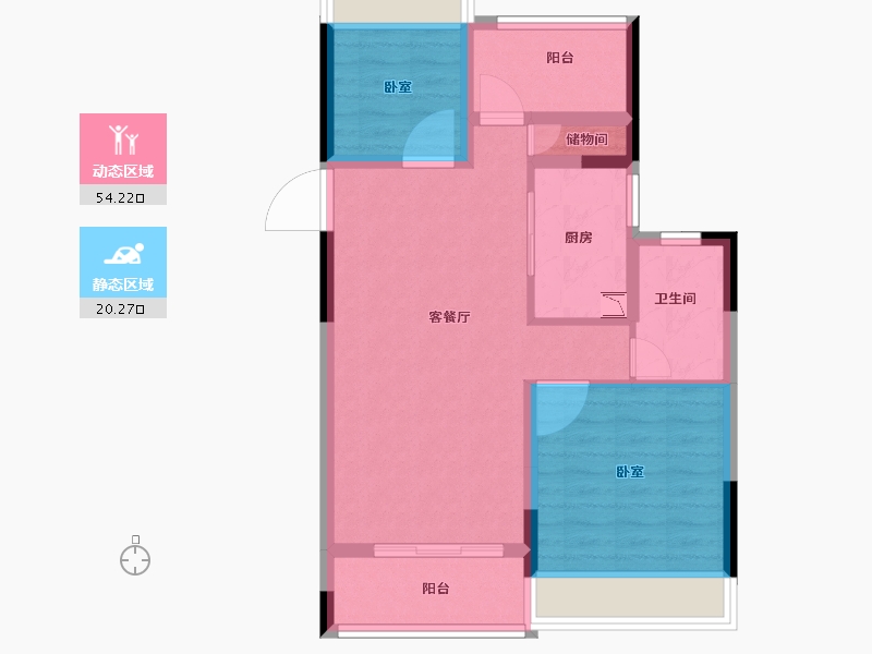 广东省-广州市-万科桃源里-66.00-户型库-动静分区