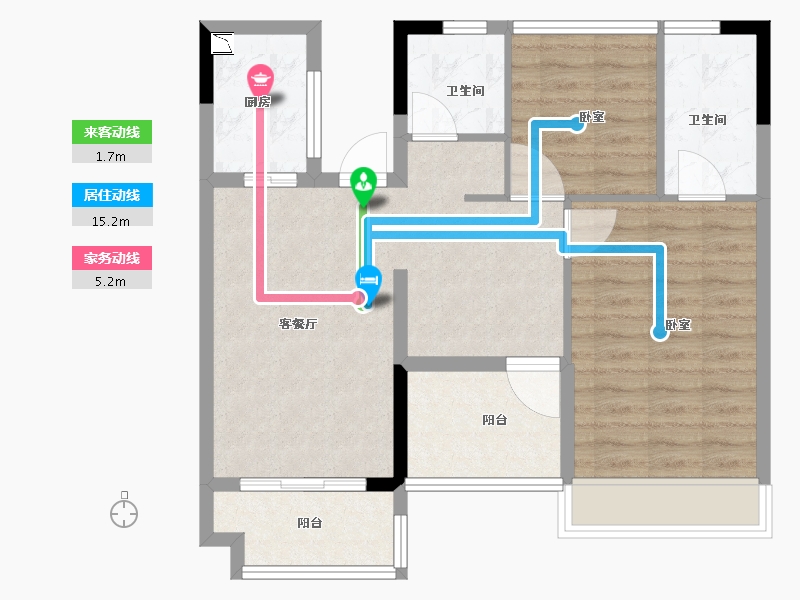 广东省-广州市-万科桃源里-74.00-户型库-动静线