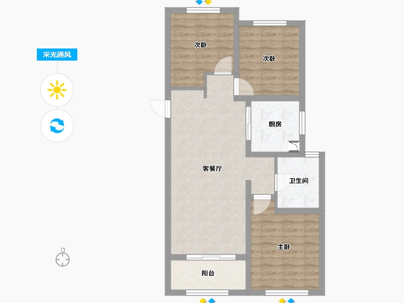 山西省-太原市-中海国际社区-70.77-户型库-采光通风