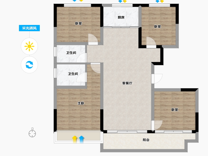 河南省-许昌市-恒达滨河府-107.00-户型库-采光通风