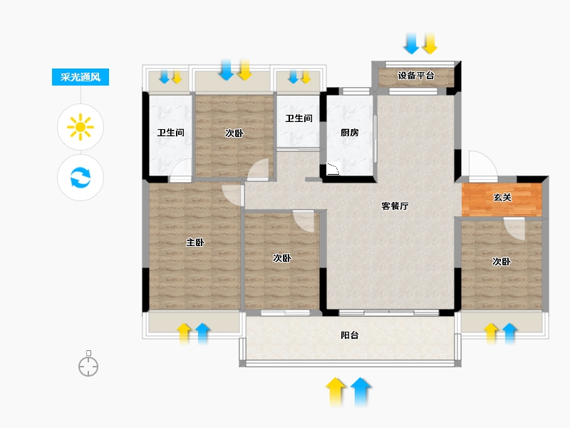 安徽省-宿州市-碧桂园中央公园-112.00-户型库-采光通风