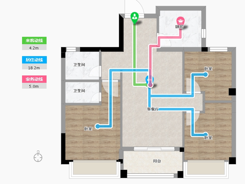 浙江省-绍兴市-店口丽景春天-70.00-户型库-动静线