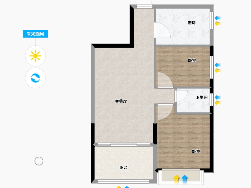 广东省-汕头市-海湾一城-75.00-户型库-采光通风