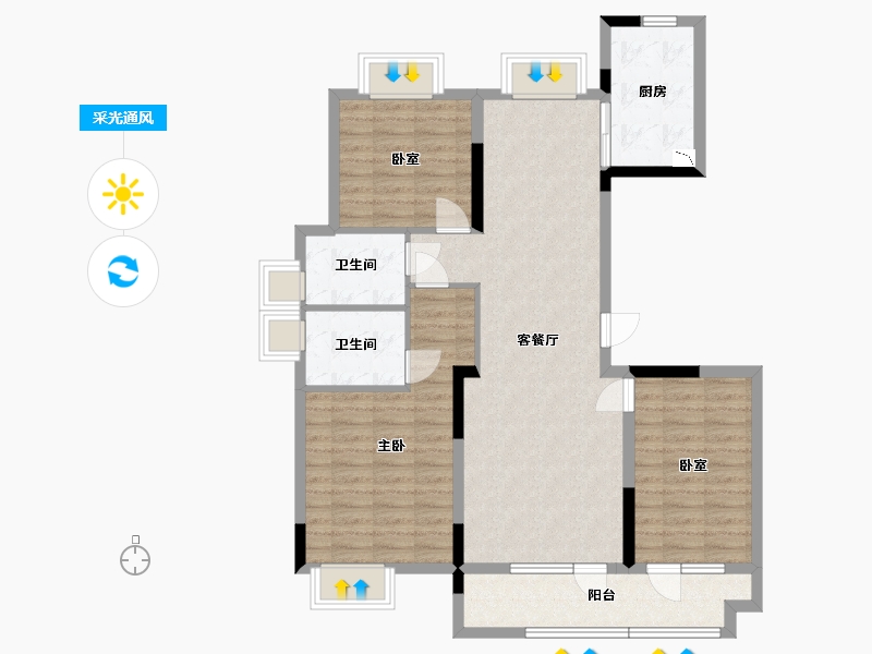 湖北省-武汉市-融创融公馆-99.01-户型库-采光通风