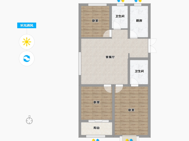 山东省-潍坊市-恒信书香门第-89.69-户型库-采光通风