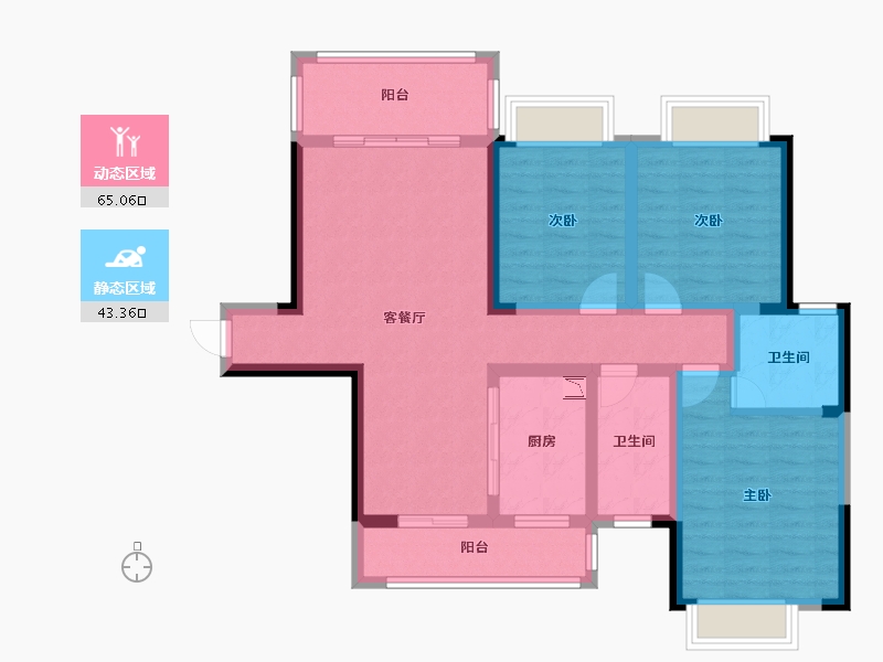 湖南省-湘潭市-九华新城-95.32-户型库-动静分区