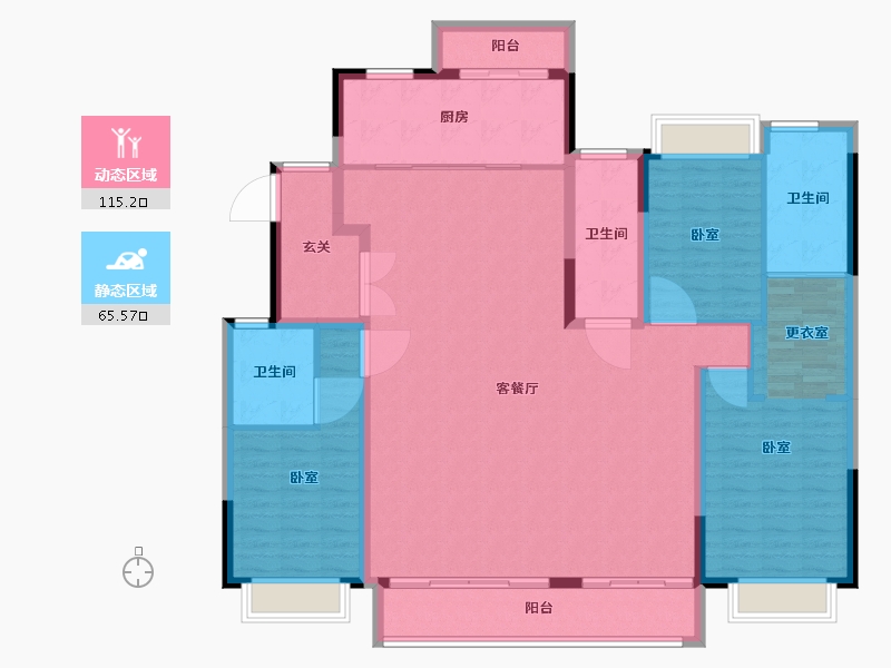 湖北省-武汉市-万科云庐-166.00-户型库-动静分区