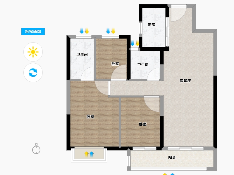 湖北省-孝感市-湖北交投颐和华府-86.01-户型库-采光通风