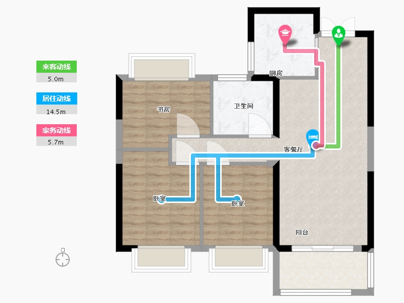 湖北省-武汉市-荣盛华庭-77.00-户型库-动静线