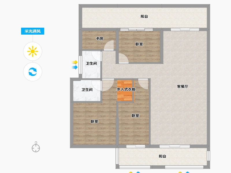 广东省-汕头市-龙光阳光御府-115.80-户型库-采光通风