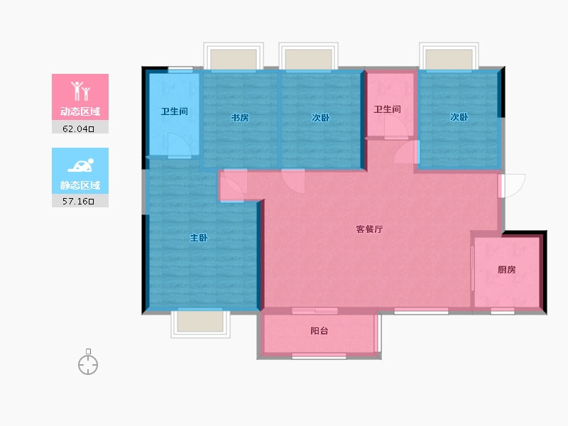 湖南省-长沙市-珠江好世界住宅-108.00-户型库-动静分区